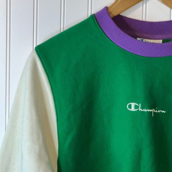 Champion Reverse Weave Callout Oversized Color Block Sweatshirt Size Xsmall - Picture 2 of 12